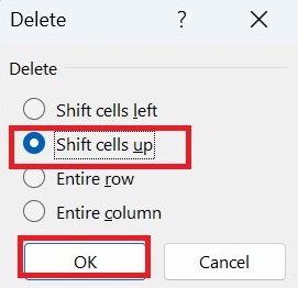 Delete Cells in Microsoft Excel 2
