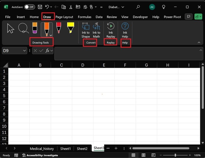 Enable the Draw Tab 2
