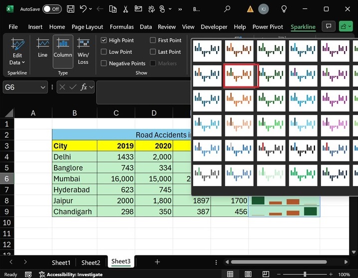 Format a Sparkline in Excel 2