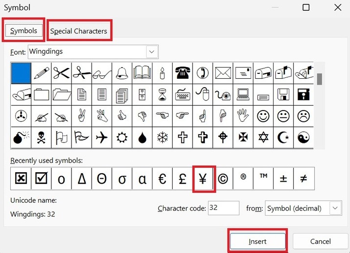 Insert the Symbols in Microsoft Excel 1