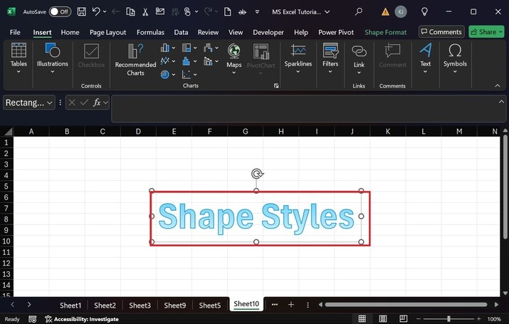 Inserting WordArt in Microsoft Excel 2
