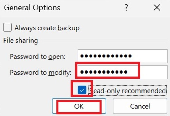 Password Protect an Excel File 2