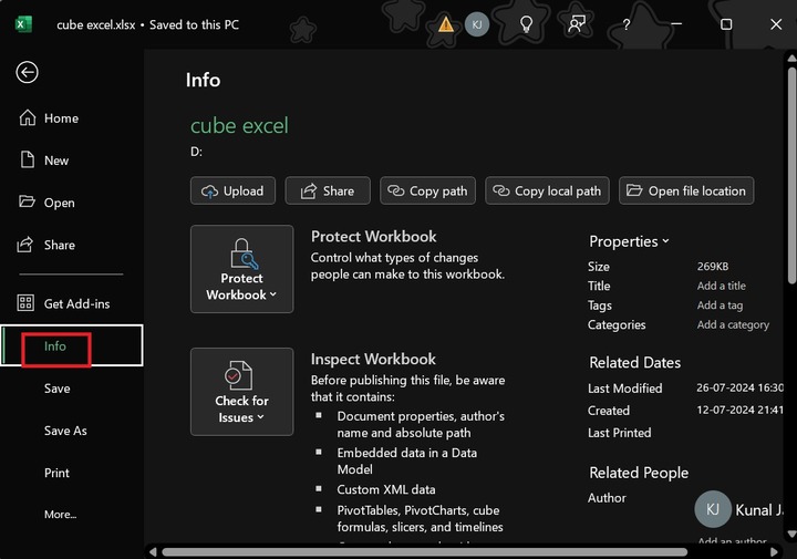 Set a Password in Excel