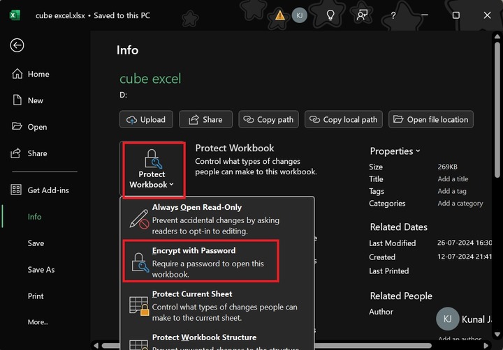 Set a Password in Excel 1