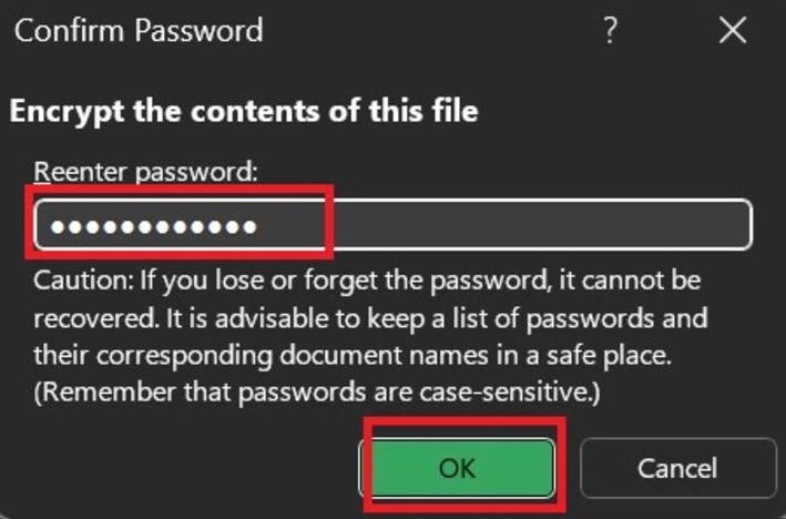 Set a Password in Excel 3