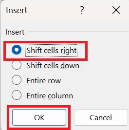 Shift Cells Right 2