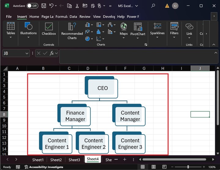 SmartArt Hierarchy in Excel 3