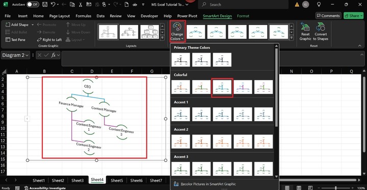 SmartArt Hierarchy in Excel 6
