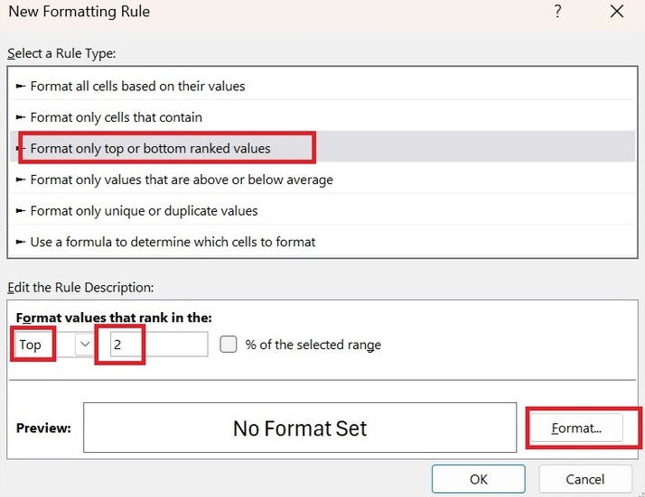 Top 2 Values in Excel 1