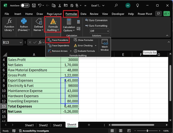 Trace Precedents and Trace Dependents 1