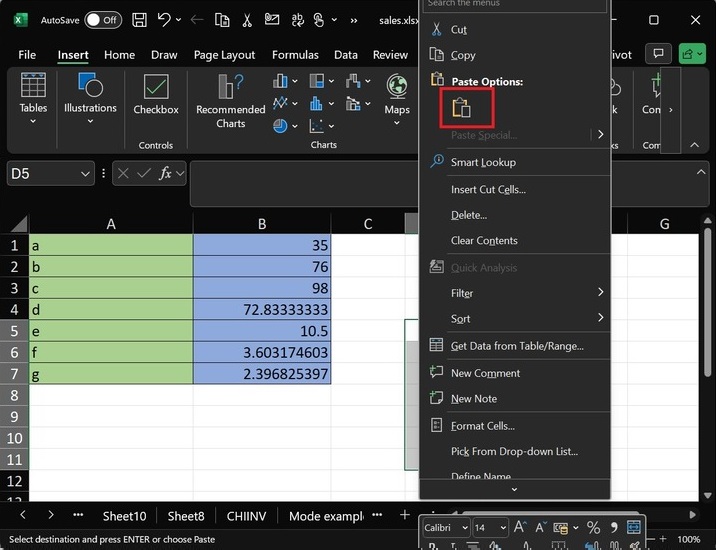 Using Cut and Paste Option 1