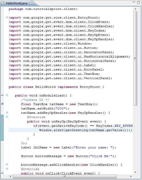 GWT Applying Breakpoint