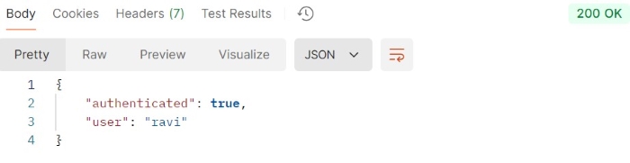 Basic authentication output