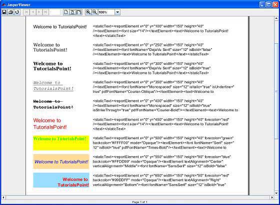 Jasper Report Fonts Example