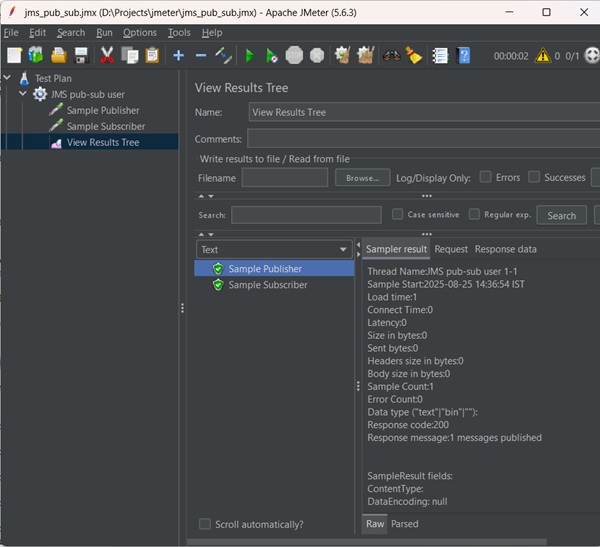 JMS Publish Sub Test Output1