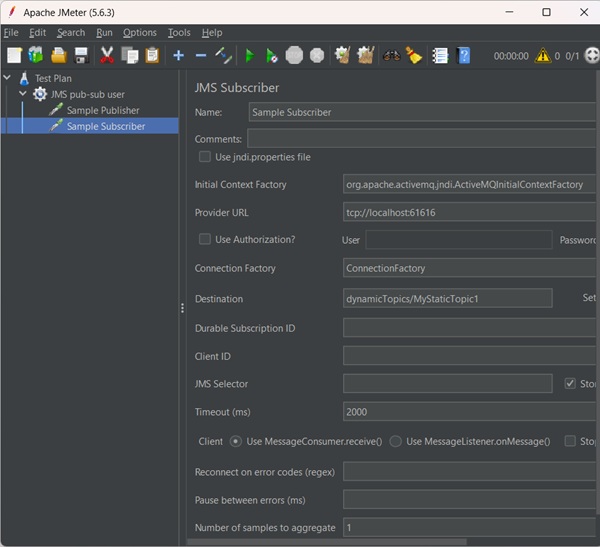 JMS Subscriber Sampler