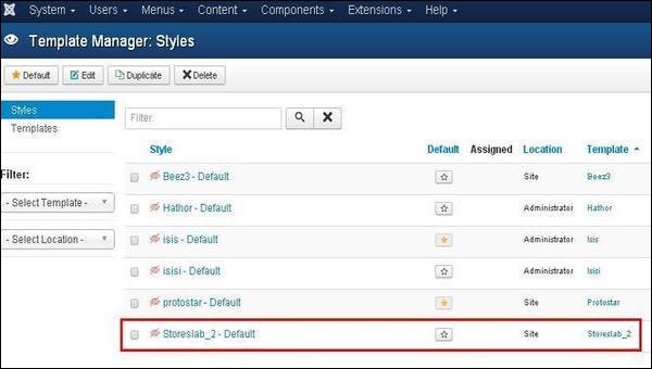joomla Adding Template