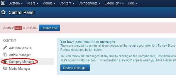 joomla Category Management
