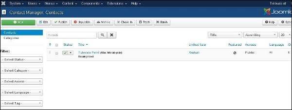 joomla Component Menu