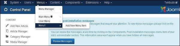 joomla Modify Menu Items