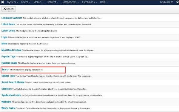 Joomla Search Module