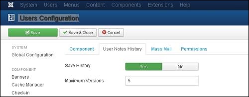 Joomla User Settings