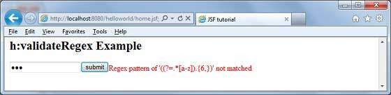 JSF f:validateRegex1