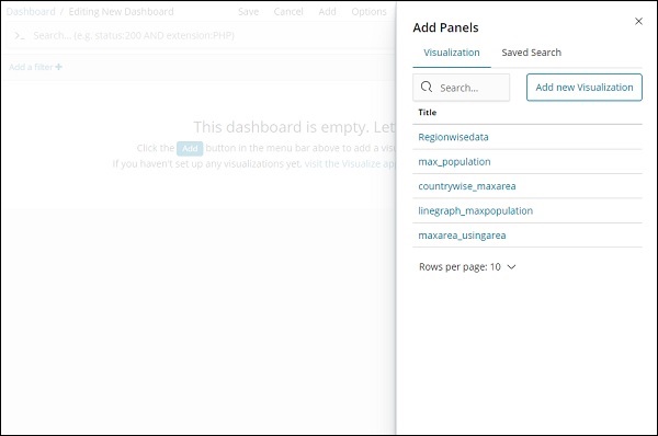 Add Visualization Dashboard