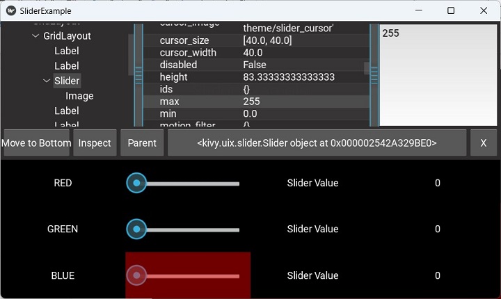Kivy Inspector Right Pane