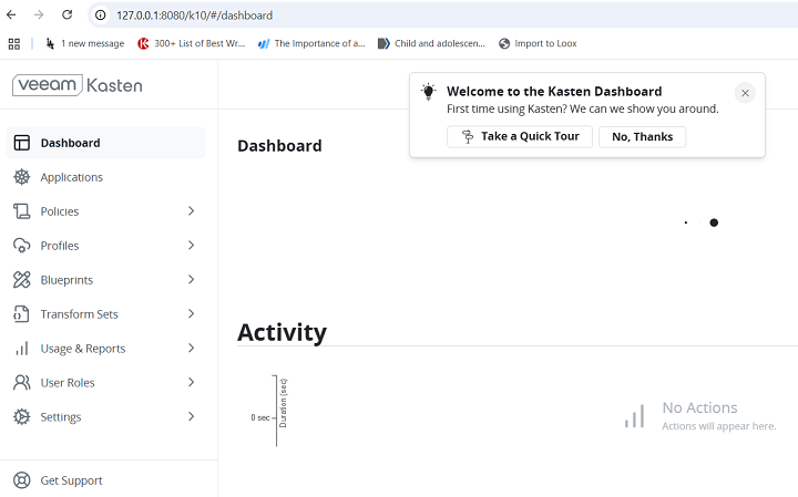 Creating a Backup with Kasten