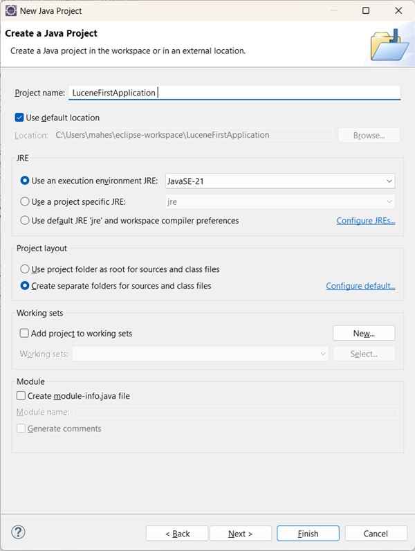 Create Project Wizard