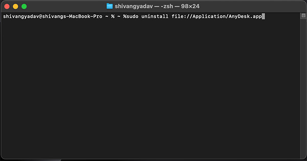 uninstallusingTerminal
