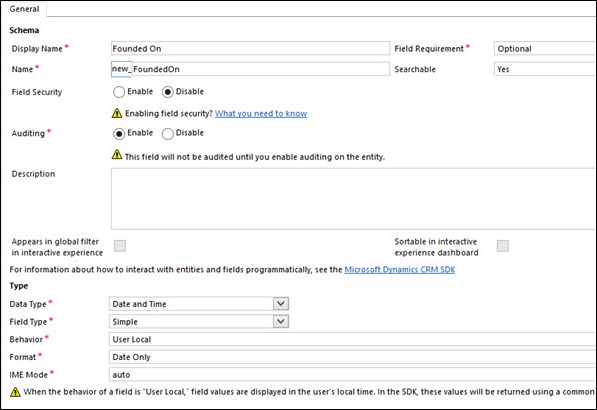 Mscrm Add New Field Date Time