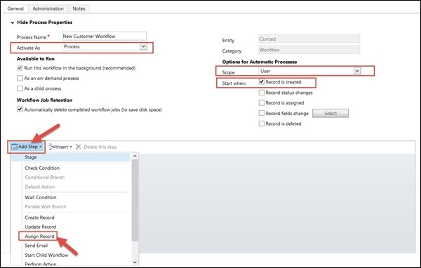 Mscrm Create Workflow Step 4