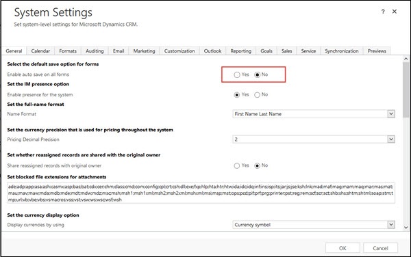 Mscrm Disable Auto Save