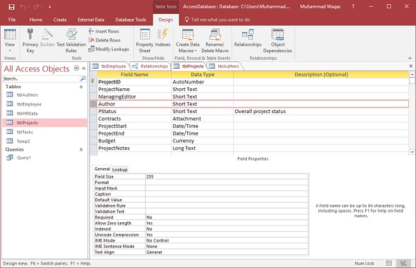TblAuthers Description