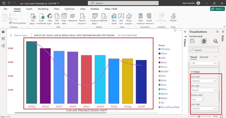 Customize Line and Stacked Column Chart 15