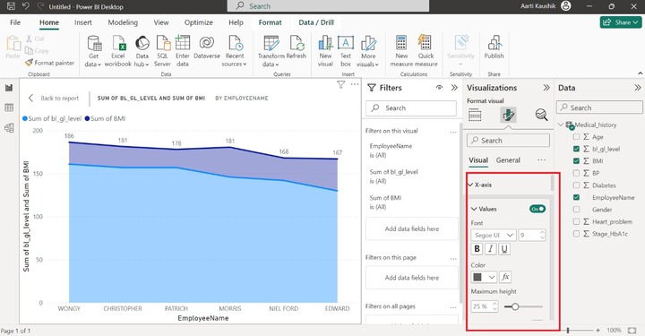 Customizing the Stacked Area Chart