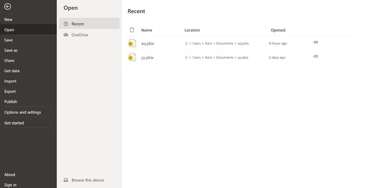 File Tab Power BI Desktop Window
