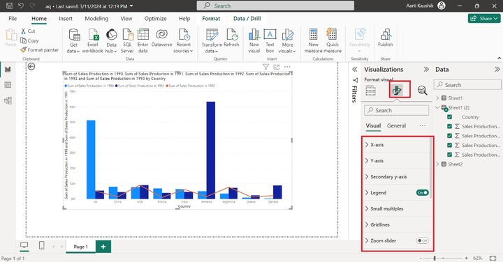 Format Line and Clustered Column Chart