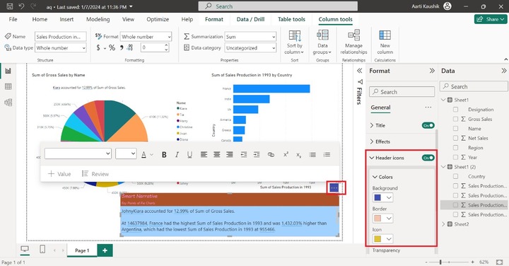 Format the Smart Narrative Visual 7