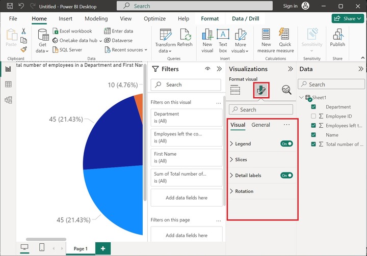 Generate a Pie Chart in Power BI 5