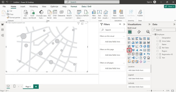 Map Visual in Power BI 1