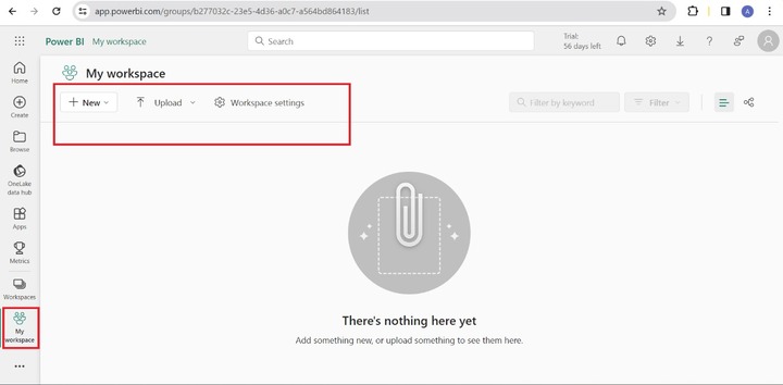 My Workspace Power BI Service