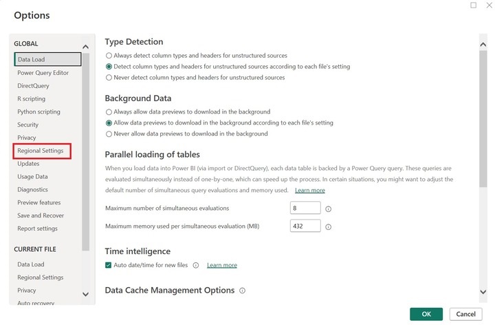 Regional Settings Power BI Desktop