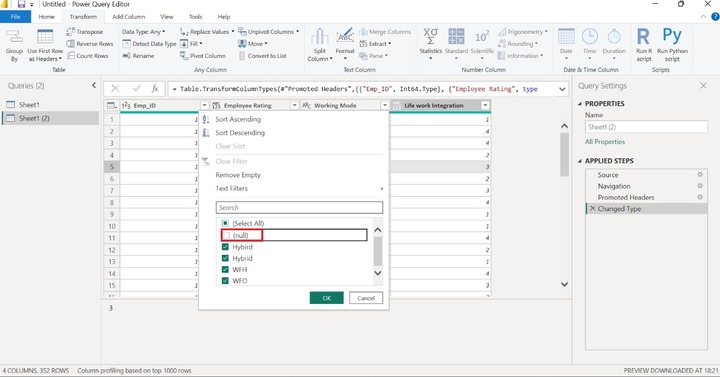 Transform Data into Power Query Editor 2