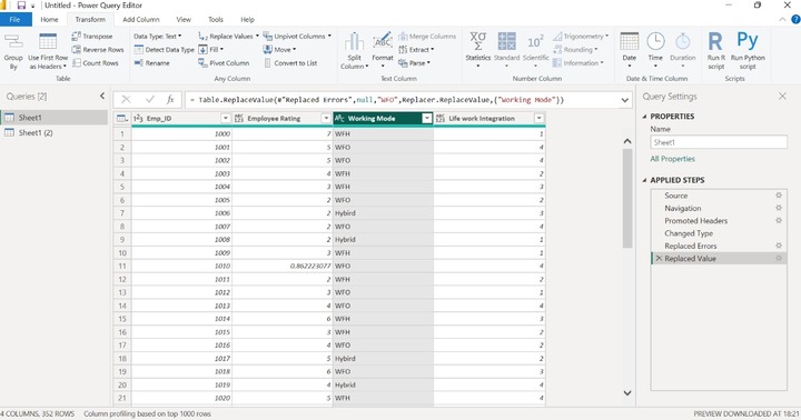 Transform Data into Power Query Editor 6