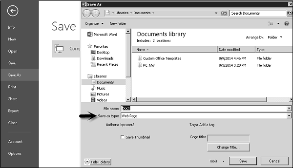 Publishing From Microsoft word