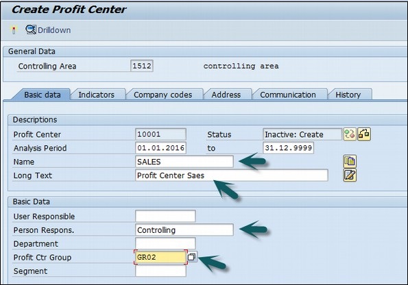 Profit Center Detail