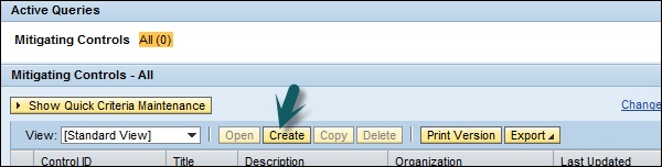 Create Mitigation Control